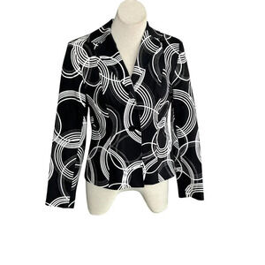Grace Dane Lewis Black Concentric Circles Blazer NWT $138 Size 8